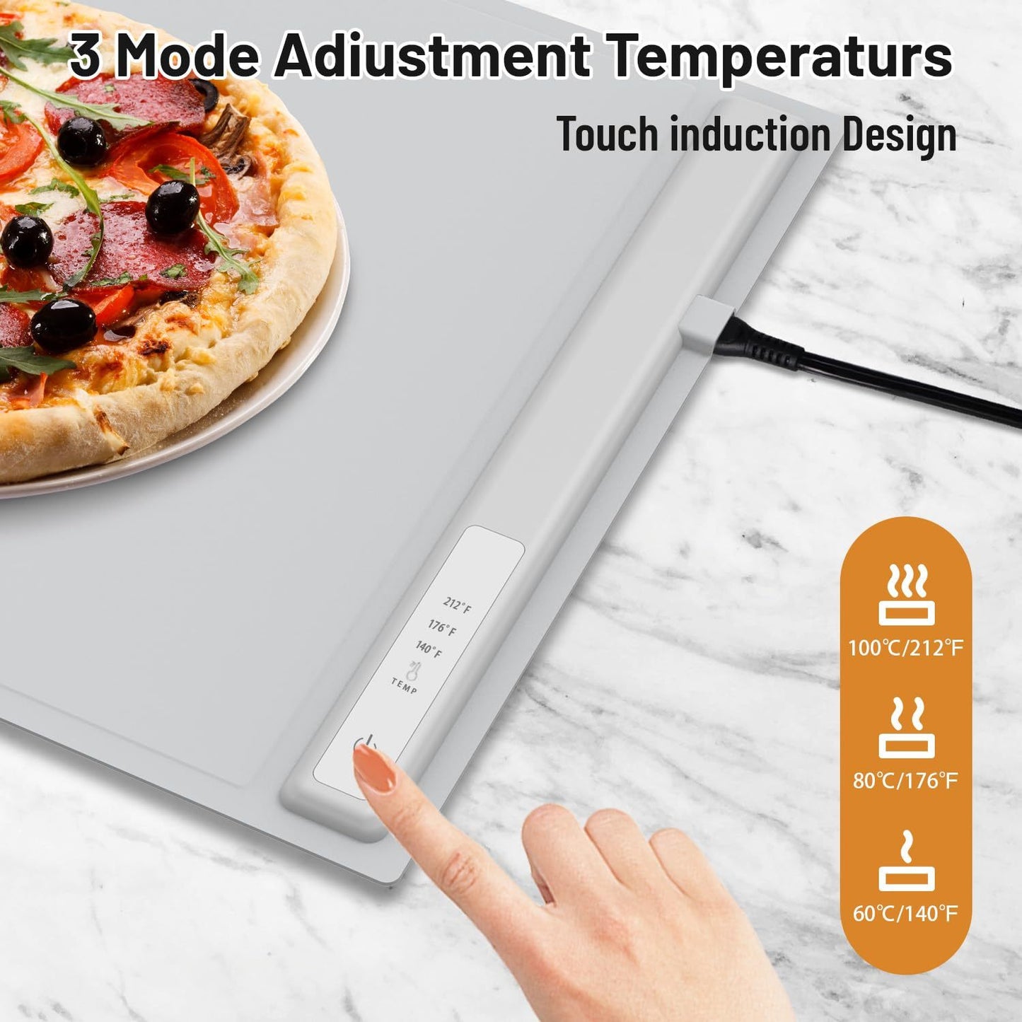 Food Warming Mat,Electric Warming Tray For Food,Foldable Warming Mat For Buffets Party And Daily Use,Silicone Heating Pad With 3 Temp Settings,Kitchen Gadgets Portable Hotplate